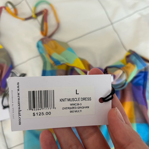 WeWoreWhat Gingham plaid 3 piece Bikini Set & Mesh Muscle Tank Dress - Picture 11 of 11